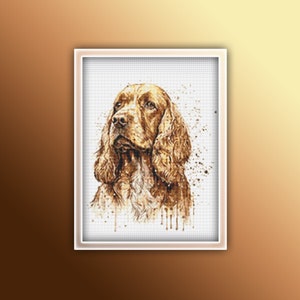 Cocker Spaniel Cross Stitch Pattern 3 Instant PDF Download - Dog Watercolor Cross Stitch Pattern - Animal Cross Stitch Pattern