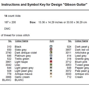 Gibson Guitar Cross Stitch Pattern Instant PDF Download - Colorful and ...