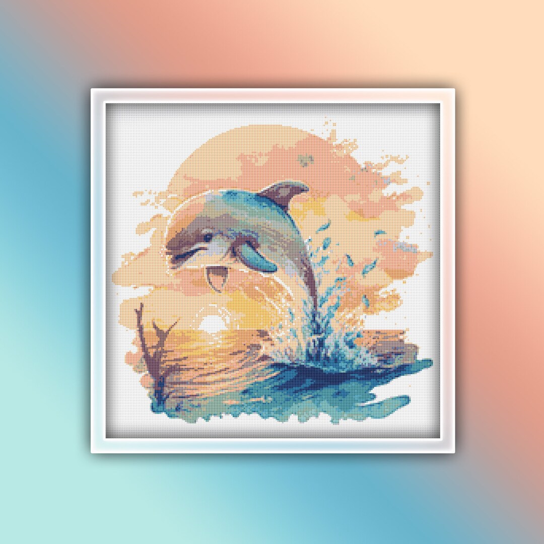 Dolphin Cross Stitch Pattern 7 Instant PDF Download Baby Dolphin