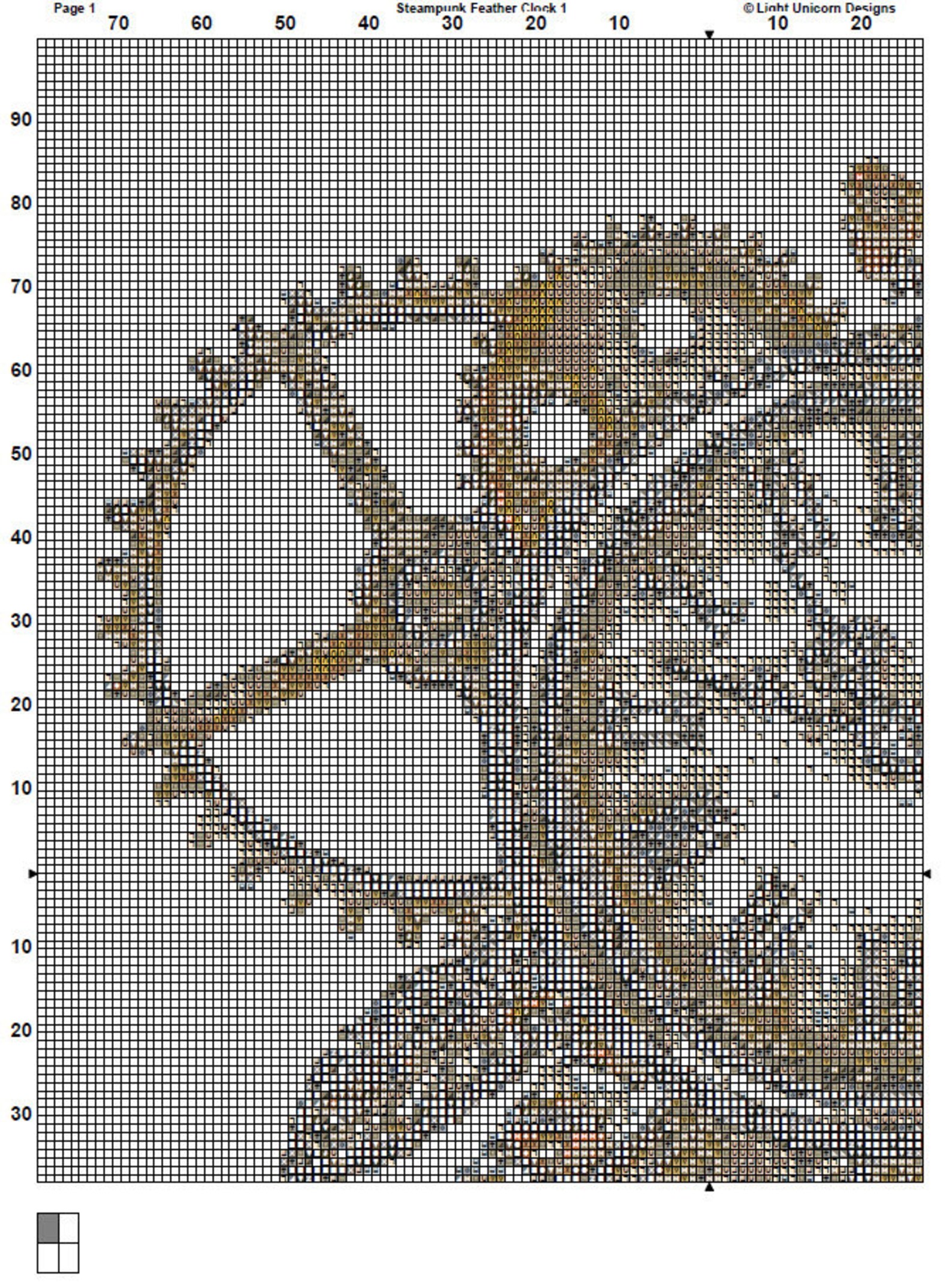Steampunk Feather Clock Cross Stitch Pattern 1 Instant PDF Download ...