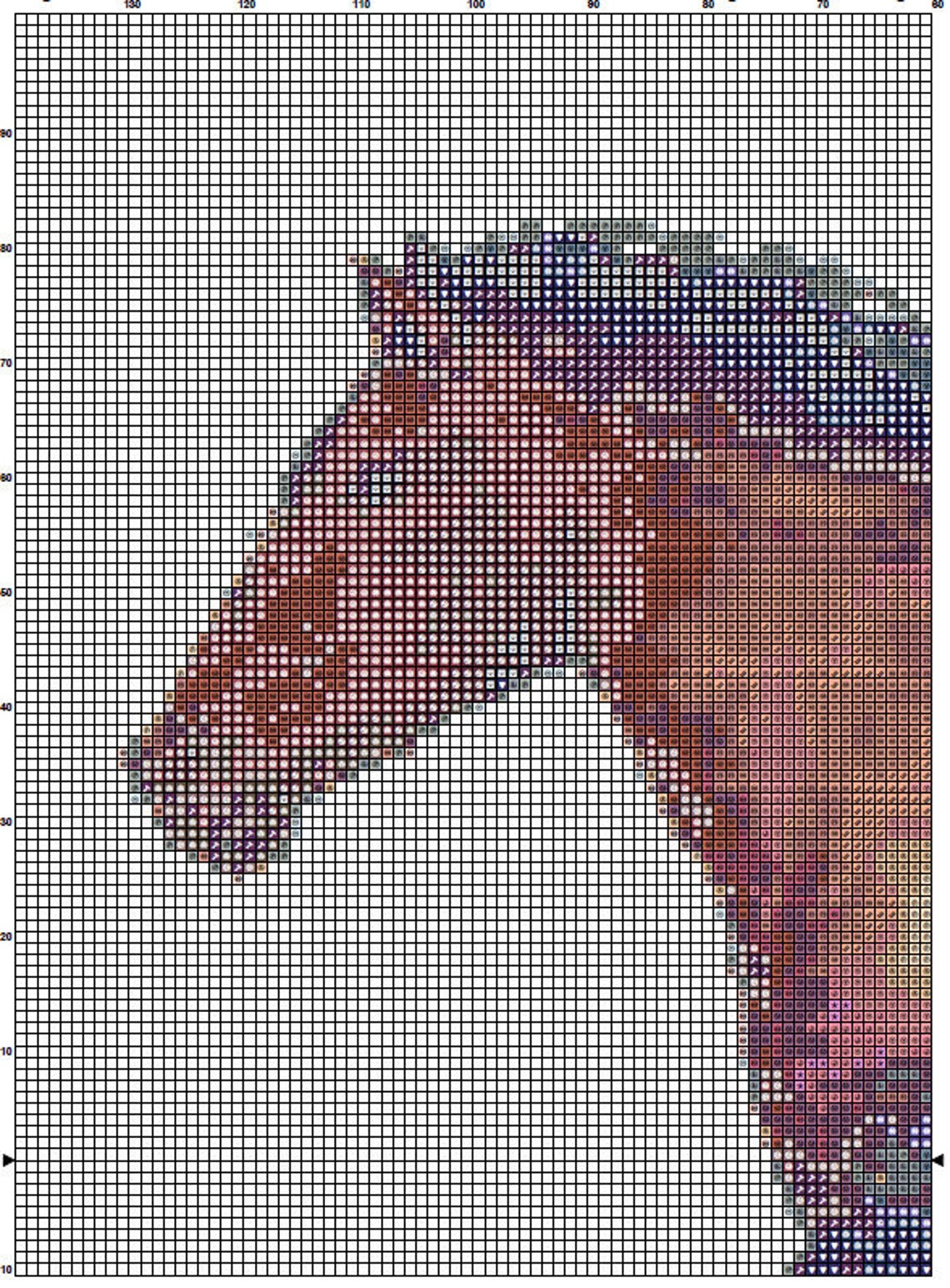 Horse Cross Stitch Pattern 20 Instant PDF Download Brown - Etsy