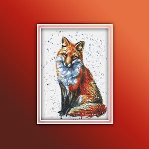 Patrón de punto de cruz de zorro 9 Descarga instantánea en PDF - Patrón de punto de cruz de acuarela de zorro - Patrón de punto de cruz de animales