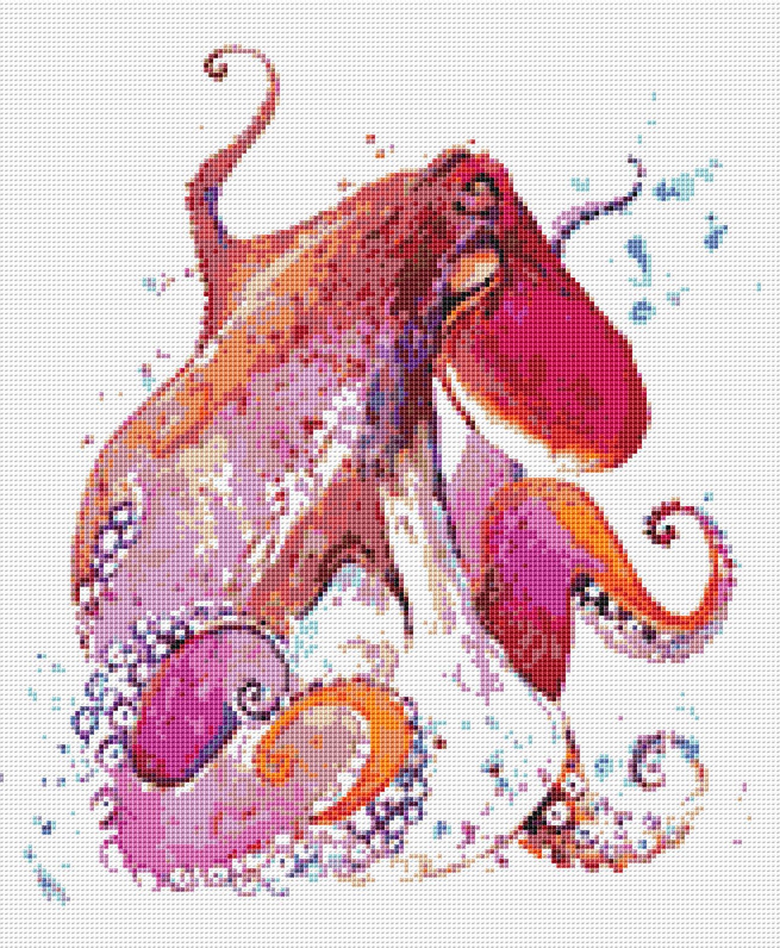 Octopus Cross Stitch Pattern 4 Instant PDF Download Octopus - Etsy