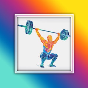 Powerlifting Cross Stitch Pattern Instant Download Instant PDF Download - Athlete Cross Stitch - Sport Cross Stitch - Weight Training
