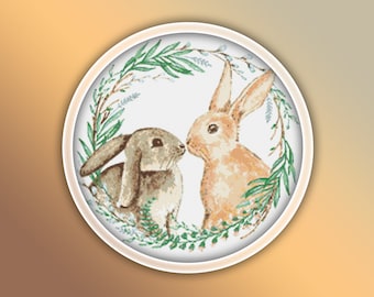 Lapins motif point de croix 14 Téléchargement instantané Téléchargement PDF instantané - Lapin motif point de croix aquarelle - Animal motif point de croix