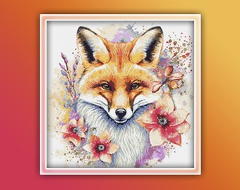 Fox Cross Stitch Pattern 17 Instant PDF Download - Fox Watercolor Cross Stitch Pattern - Woodland Animals Cross Stitch Pattern