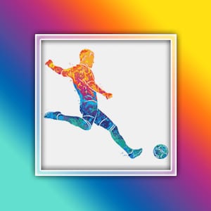 Soccer Player Cross Stitch Pattern 2 Instant Download Instant PDF Download - Soccer Watercolor Cross Stitch Pattern - Football