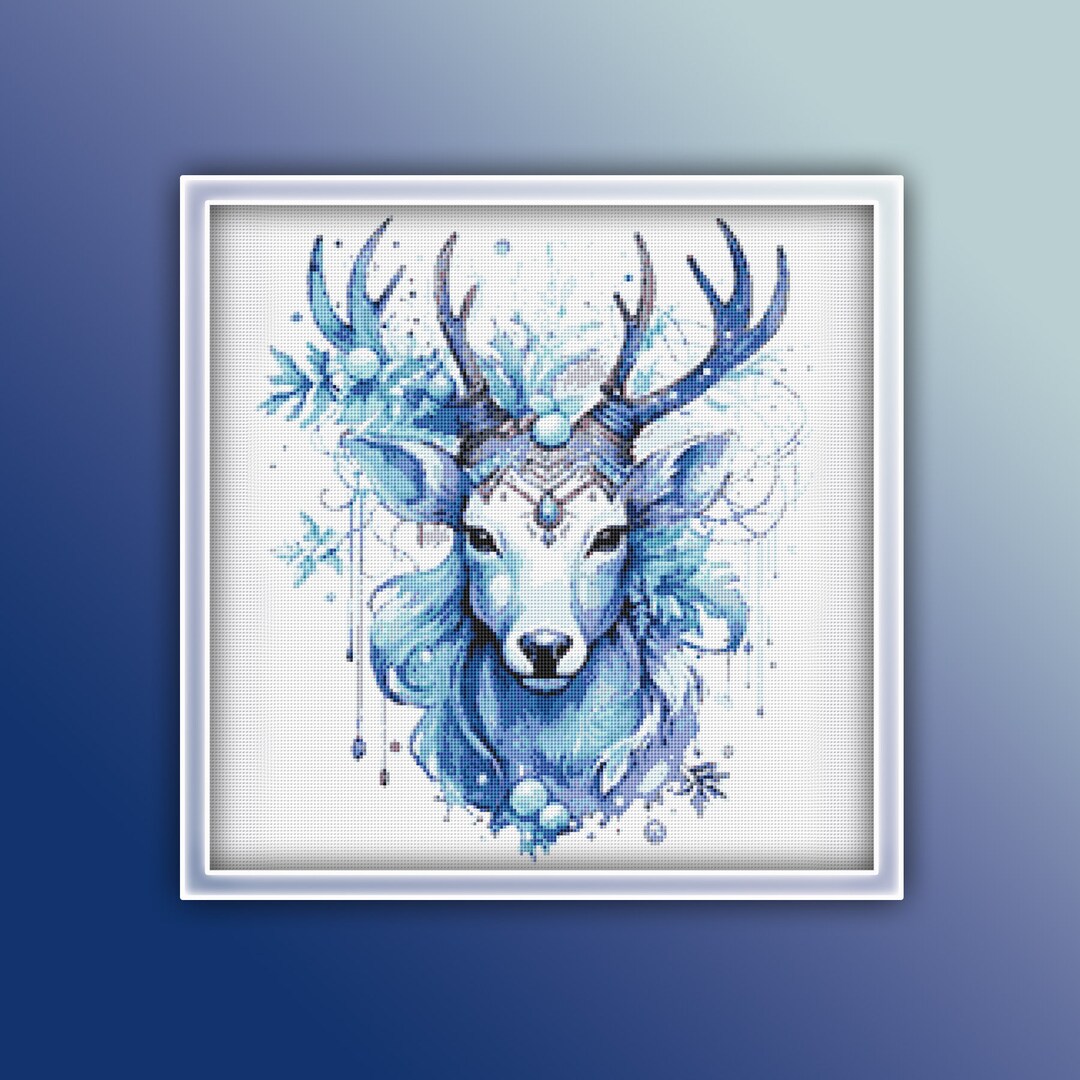 Reindeer Cross Stitch Pattern 2 Instant PDF Download - Deer Watercolor ...
