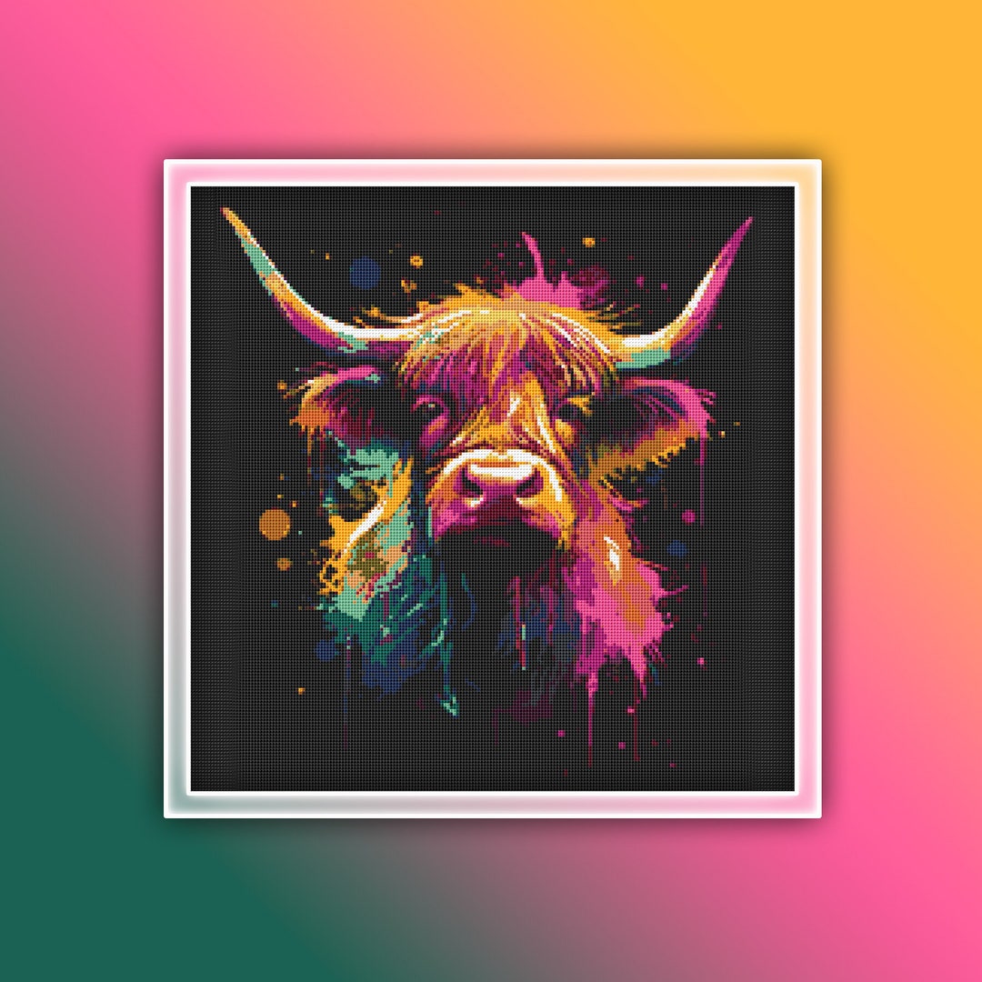 Highland Cow Cross Stitch Pattern 1 Instant PDF Download - Cow ...
