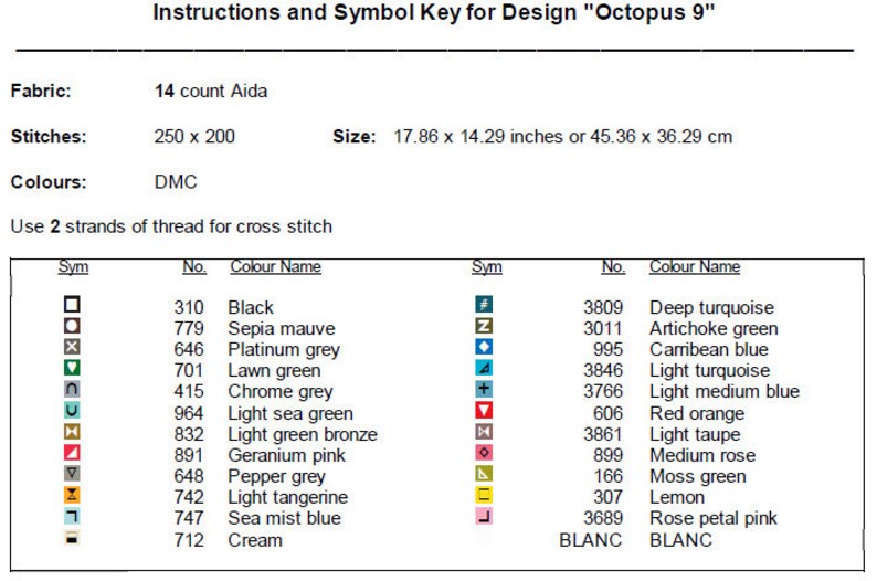 Octopus Thread Octopus Cross Stitch Pattern 9 Instant PDF Download - Rainbow Octopus ...