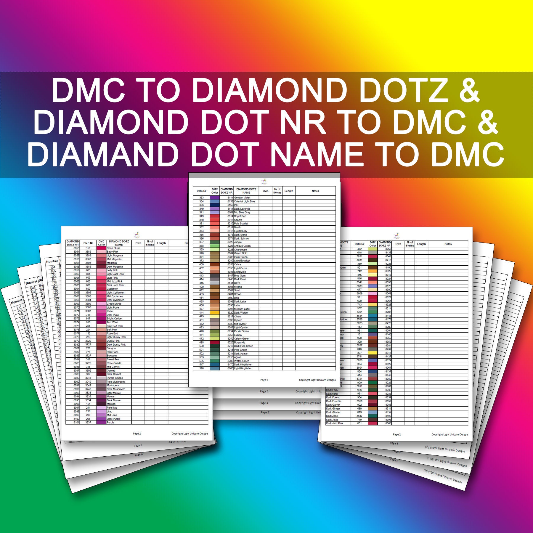 Large DMC AB Aurora Borealis Diamond Painting Labels, Color