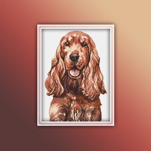 Cocker Spaniel Cross Stitch Pattern 1 Instant PDF Download - Dog Watercolor Cross Stitch Pattern - Animal Cross Stitch Pattern