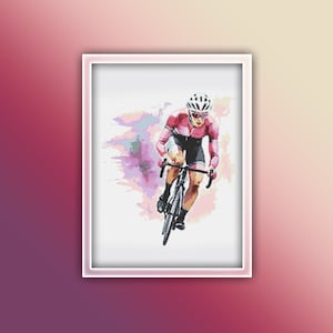Patrón Punto de Cruz Ciclista 10 Descarga Instantánea Descarga Instantánea PDF - Patrón Punto de Cruz Acuarela Mujer Ciclismo - Punto de Cruz Bicicleta