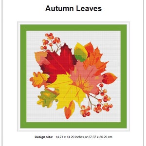 Autumn Leaves Cross Stitch Pattern Instant PDF Download - Leaves ...