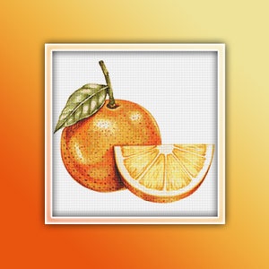 Orange Fruit Cross Stitch Pattern Instant PDF Download - Oranges Watercolor Cross Stitch Pattern
