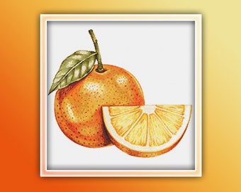 Patrón de punto de cruz de fruta naranja Descarga instantánea en PDF - Patrón de punto de cruz de acuarela de naranjas