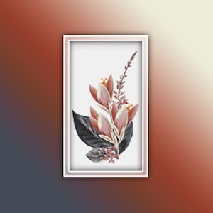 Beautiful Flowers Cross Stitch Pattern 5 Instant PDF Download - Pink Lily Watercolor Cross Stitch Pattern - Flower Cross Stitch Pattern
