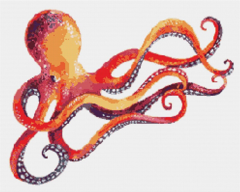 Octopus Cross Stitch Pattern 1 Instant PDF Download Octopus - Etsy