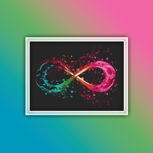 Infinity Symbon Cross Stitch Pattern 1 Instant PDF Download- Infinity Watercolor Cross Stitch Pattern - Rainbow Colors