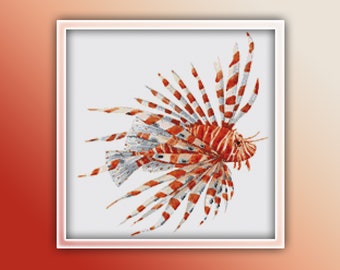 Lion Fish Cross Stitch Pattern 1 Instant Download Instant PDF Download - Pterois Cross Stitch Pattern - Firefish Cross Stitch Pattern