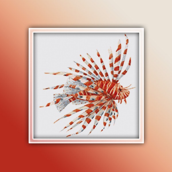 Lion Fish Cross Stitch Pattern 1 Instant Download Instant PDF Download - Pterois Cross Stitch Pattern - Firefish Cross Stitch Pattern