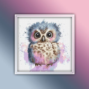 Owl Cross Stitch Pattern 15 Instant Download Instant PDF Download - Baby Owl Watercolor Cross Stitch Pattern - Woodland Animals - Kids Room