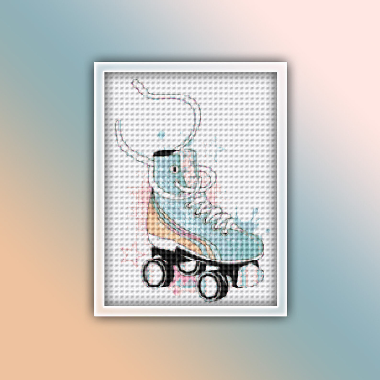 Roller Skate Cross Stitch Pattern 1 Instant PDF Download Etsy