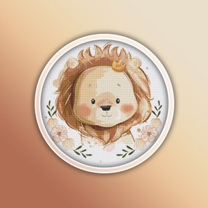 Baby-Löwen-Kreuzstichmuster 1 Sofortiger PDF-Download – Löwe-Aquarell-Kreuzstichmuster – Tier-Kreuzstichmuster