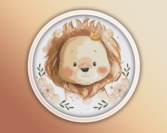 Baby Lion Cross Stitch Pattern 1 Instant PDF Download - Lion Watercolor Cross Stitch Pattern - Animal Cross Stitch Pattern