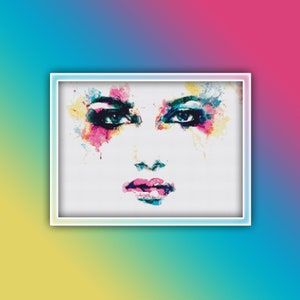 Woman Cross Stitch Pattern 10 Instant PDF Download - Woman Watercolor Cross Stitch Pattern