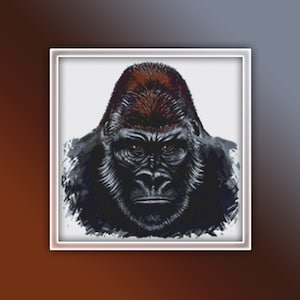 Gorilla Cross Stitch Pattern 2 Instant PDF Download - Gorilla Watercolor Cross Stitch Pattern - Animal Cross Stitch Pattern