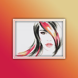Woman Cross Stitch Pattern 16 Instant PDF Download - Woman Watercolor Cross Stitch Pattern