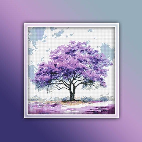 Jacaranda Tree Cross Stitch Pattern 1 Instant PDF Download