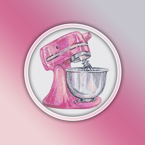 Electric Mixer Cross Stitch Pattern 1 Instant PDF Download - Hand Mixer Watercolor Cross Stitch Pattern - Stand Mixer Cross Stitch