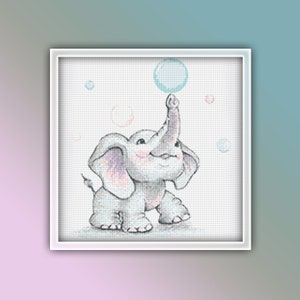 Baby Elephant Cross Stitch Pattern 3 Instant Download Instant PDF Download - Elephant Watercolor Cross Stitch Pattern - Woodland Animals