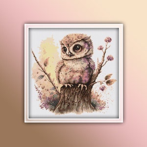 Owl Cross Stitch Pattern 10 Instant Download Instant PDF Download - Baby Owl Watercolor Cross Stitch Pattern - Woodland Animals - Kids Room