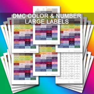 DMC Thread Charts PDF Instant Download | Cross Stitch Chart | Inventory | DMC Thread List | By Color | By Number | Large Labels