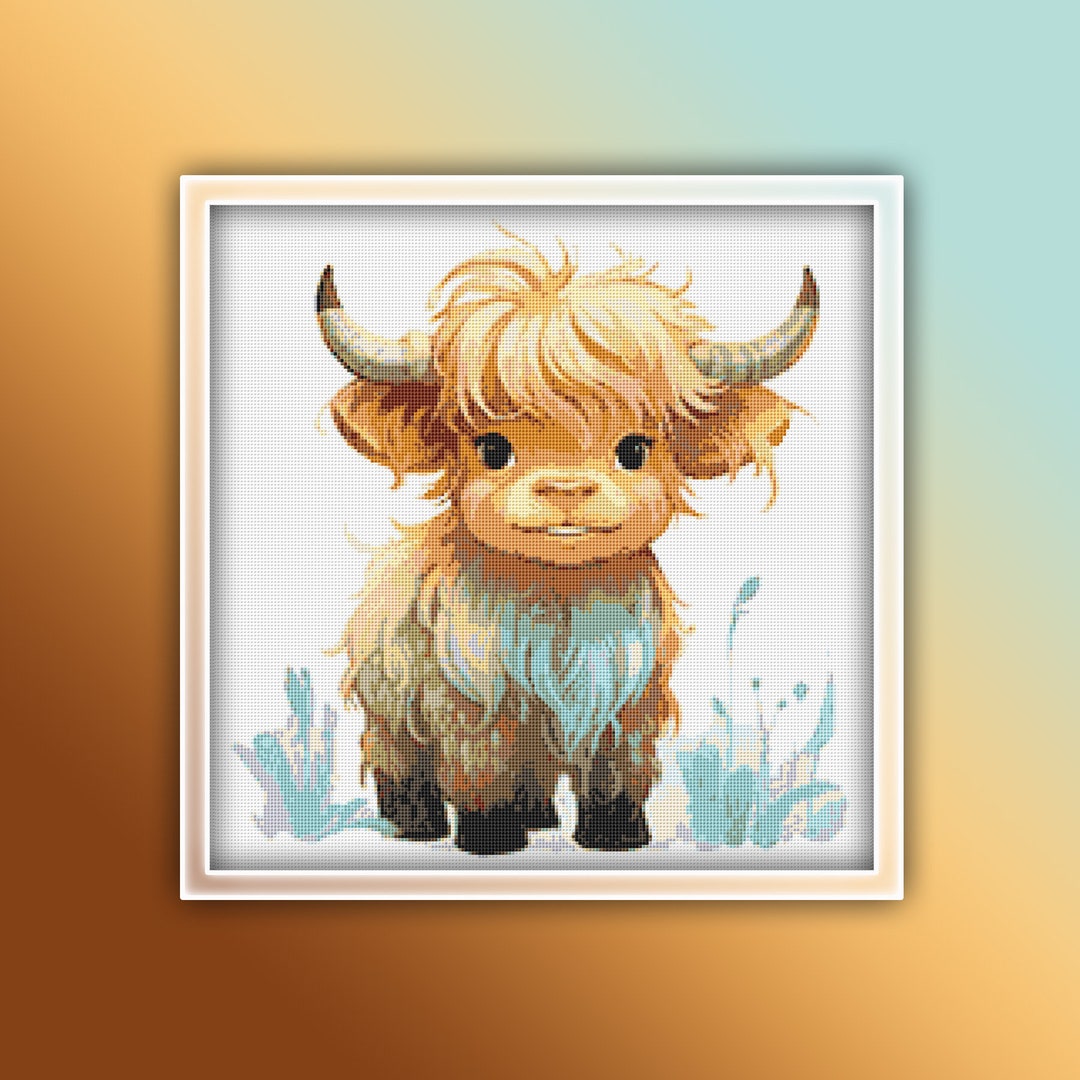 Highland Cow Cross Stitch Pattern 6 Instant PDF Download - Cow ...