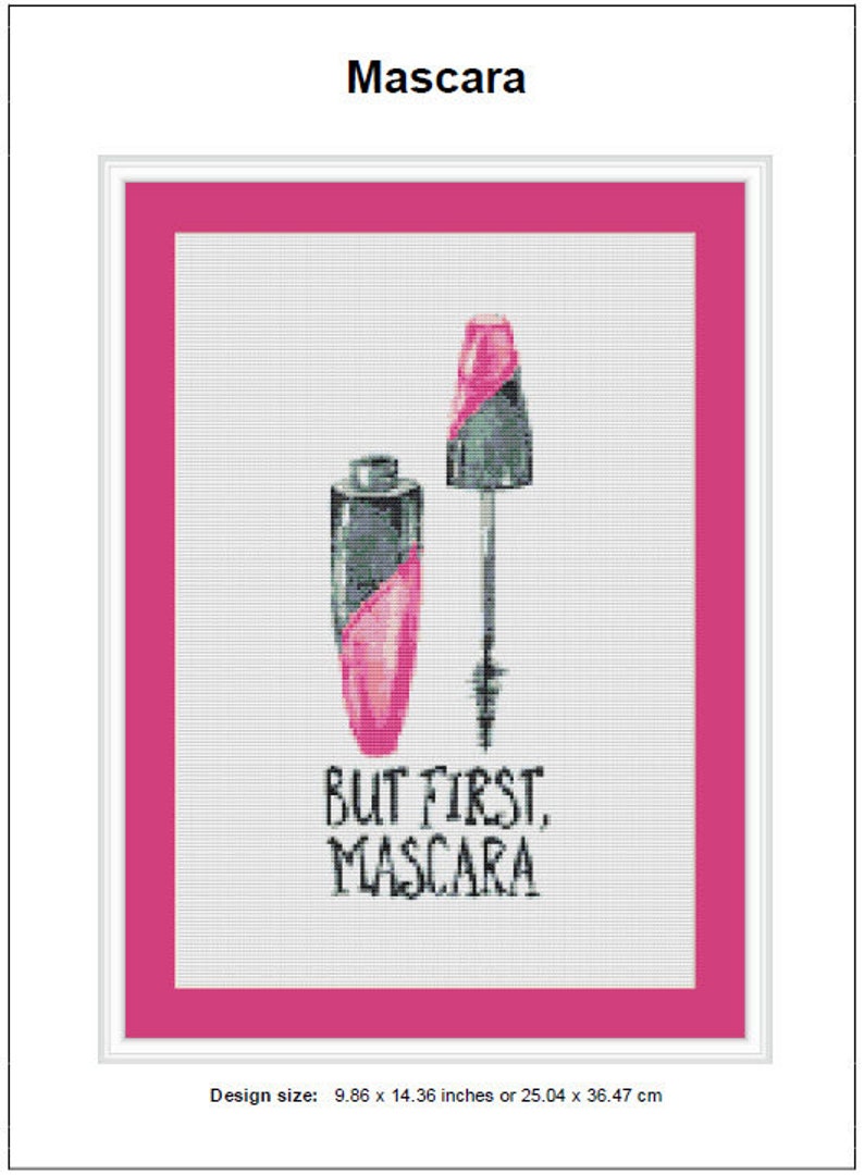 Mascara Cross Stitch Pattern Instant PDF Download - Makeup Watercolor ...