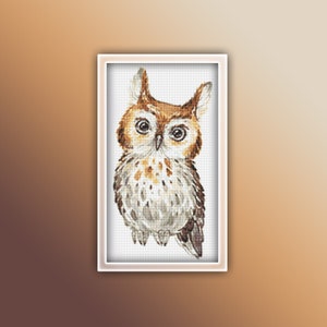 Owl Cross Stitch Pattern 18 Instant Download Instant PDF Download - Baby Owl Watercolor Cross Stitch Pattern - Woodland Animals - Kids Room