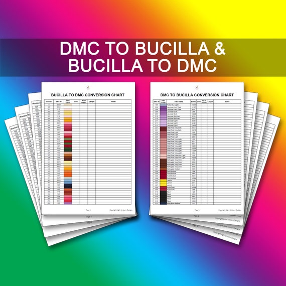 DMC To Bucilla Conversion Chart PDF Instant Download Cross Stitch.