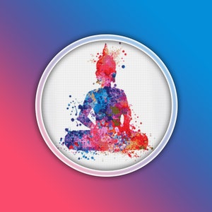 Buddha Cross Stitch Pattern 1 Instant PDF Download - Buddha Watercolor Cross Stitch Pattern
