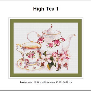 High Tea Cross Stitch Pattern 1 Instant PDF Download - Tea Watercolor ...