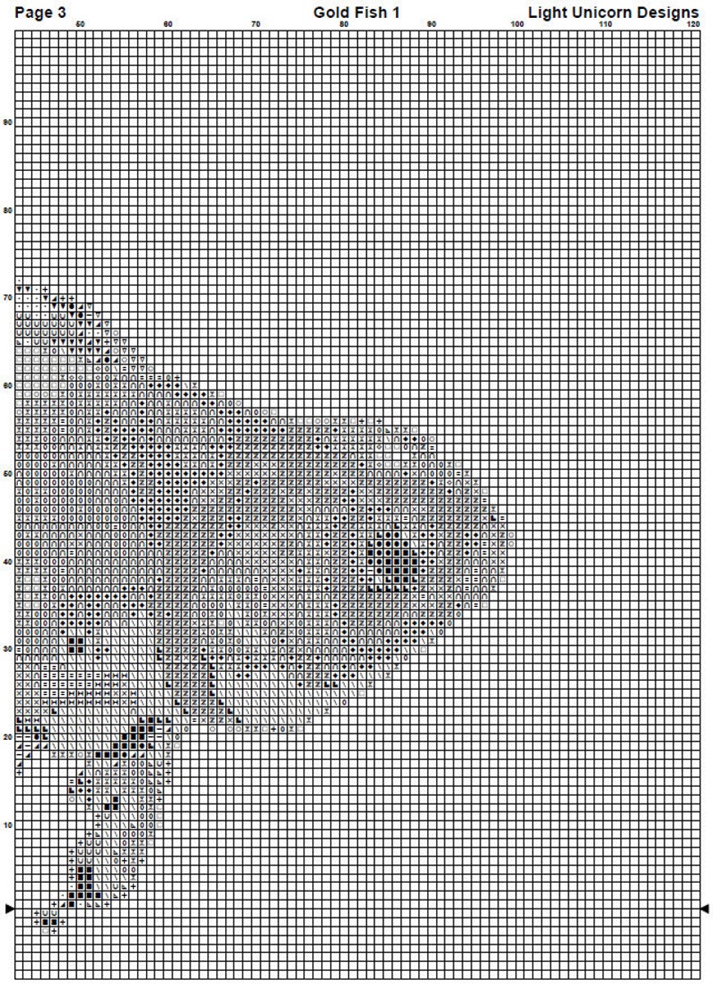 Gold Fish Cross Stitch Pattern 1 Instant PDF Download Gold - Etsy