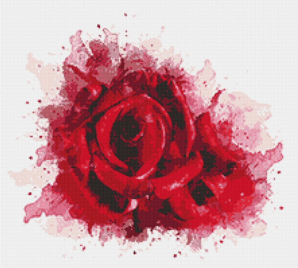 Red Rose Cross Stitch Pattern 3 Instant PDF Download Rose - Etsy