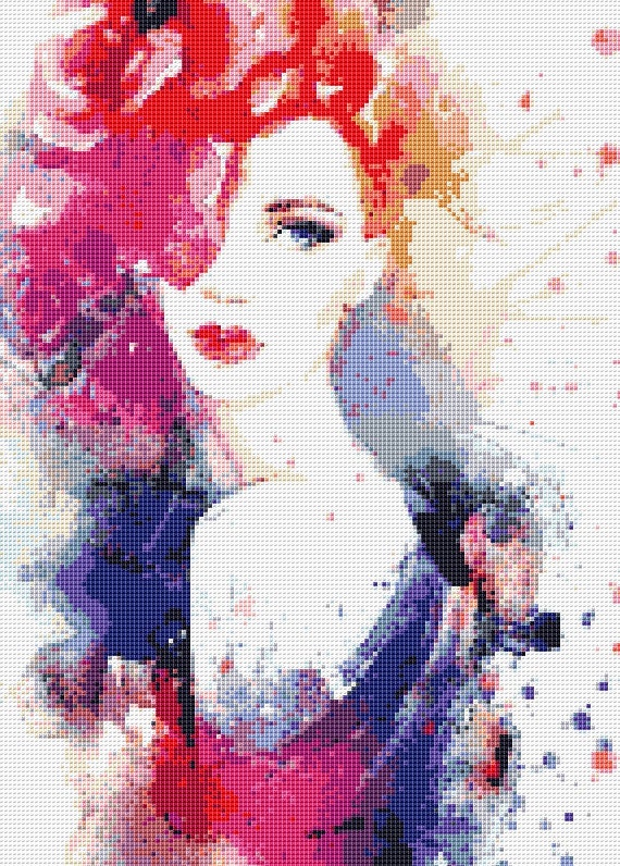 Watercolor Woman Cross Stitch Pattern 3 Instant PDF Download - Etsy