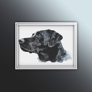 Zwarte labrador kruissteekpatroon 2 Instant pdf-download - zwarte hond aquarel kruissteekpatroon - dieren kruissteek