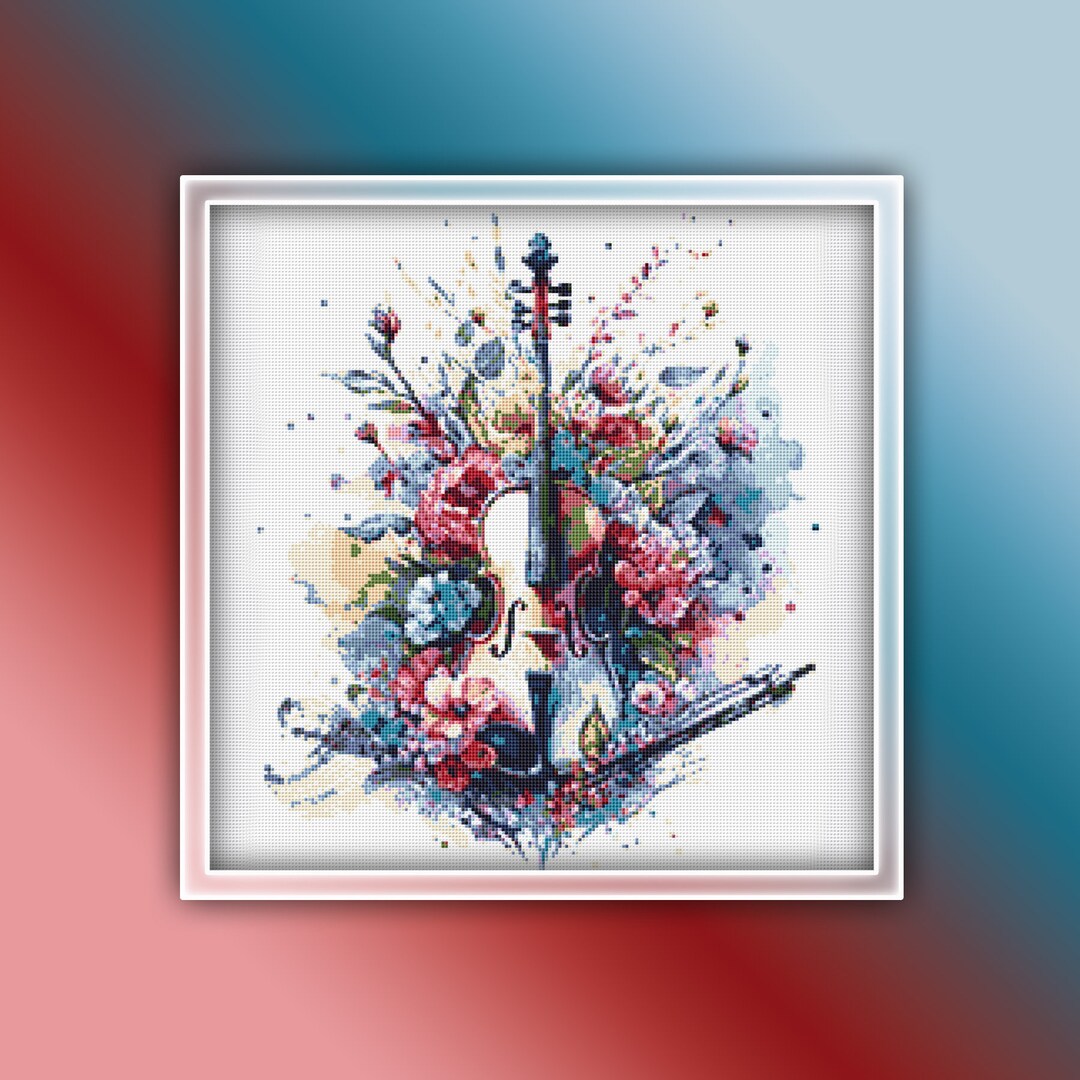Violin Cross Stitch Pattern 4 Instant PDF Download Violin Musical
