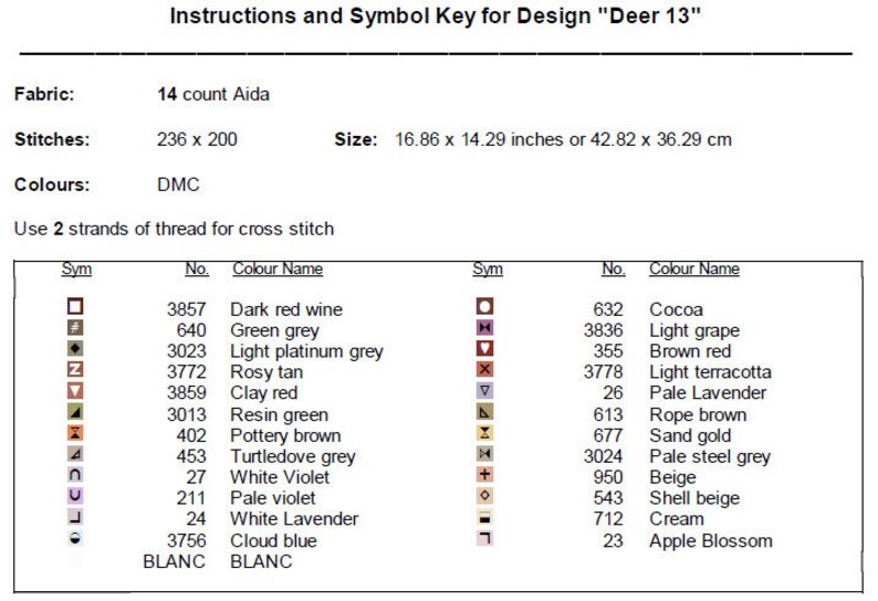 Deer Cross Stitch Pattern 13 Instant PDF Download - Deer Watercolor ...