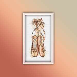 Ballet Shoes Cross Stitch Pattern 3 Instant PDF Download - Girl Watercolor Cross Stitch Pattern - Ballerina Cross Stitch Pattern